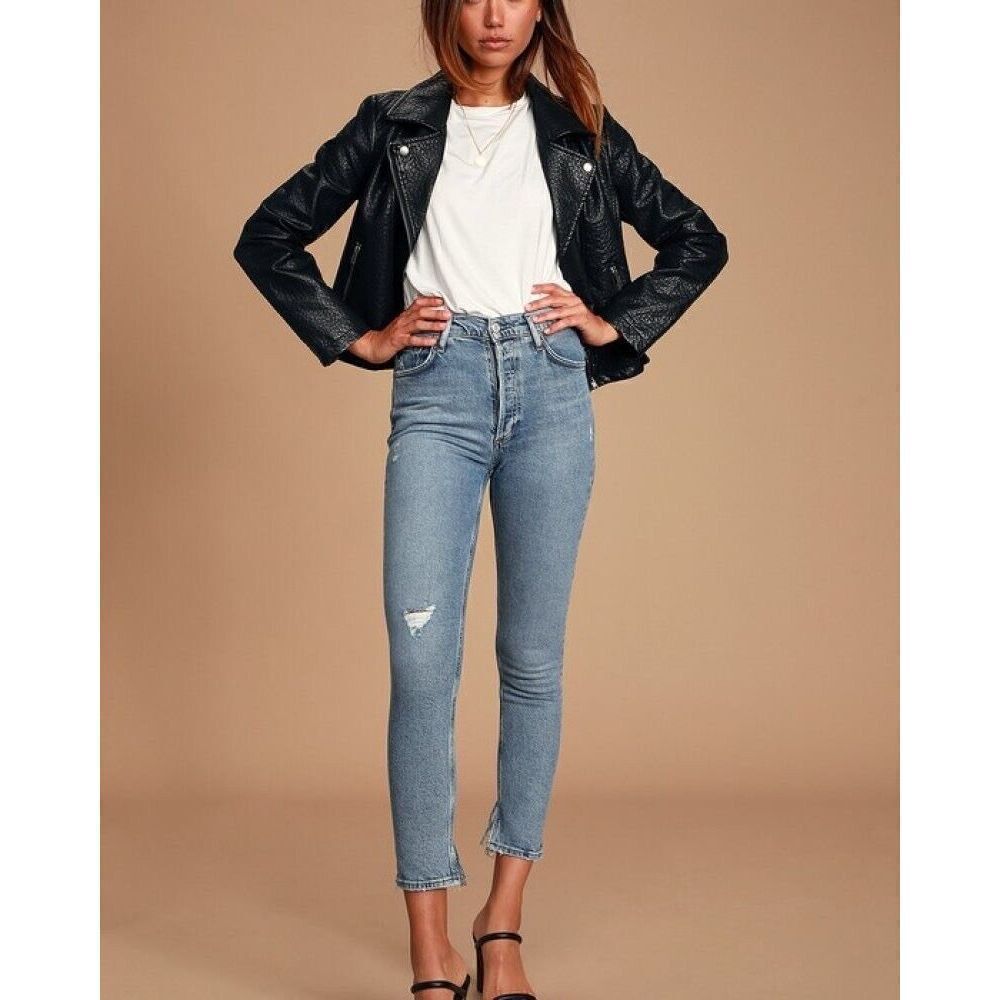 AGOLDE Nico High Rise Slim Jeans - Distressed